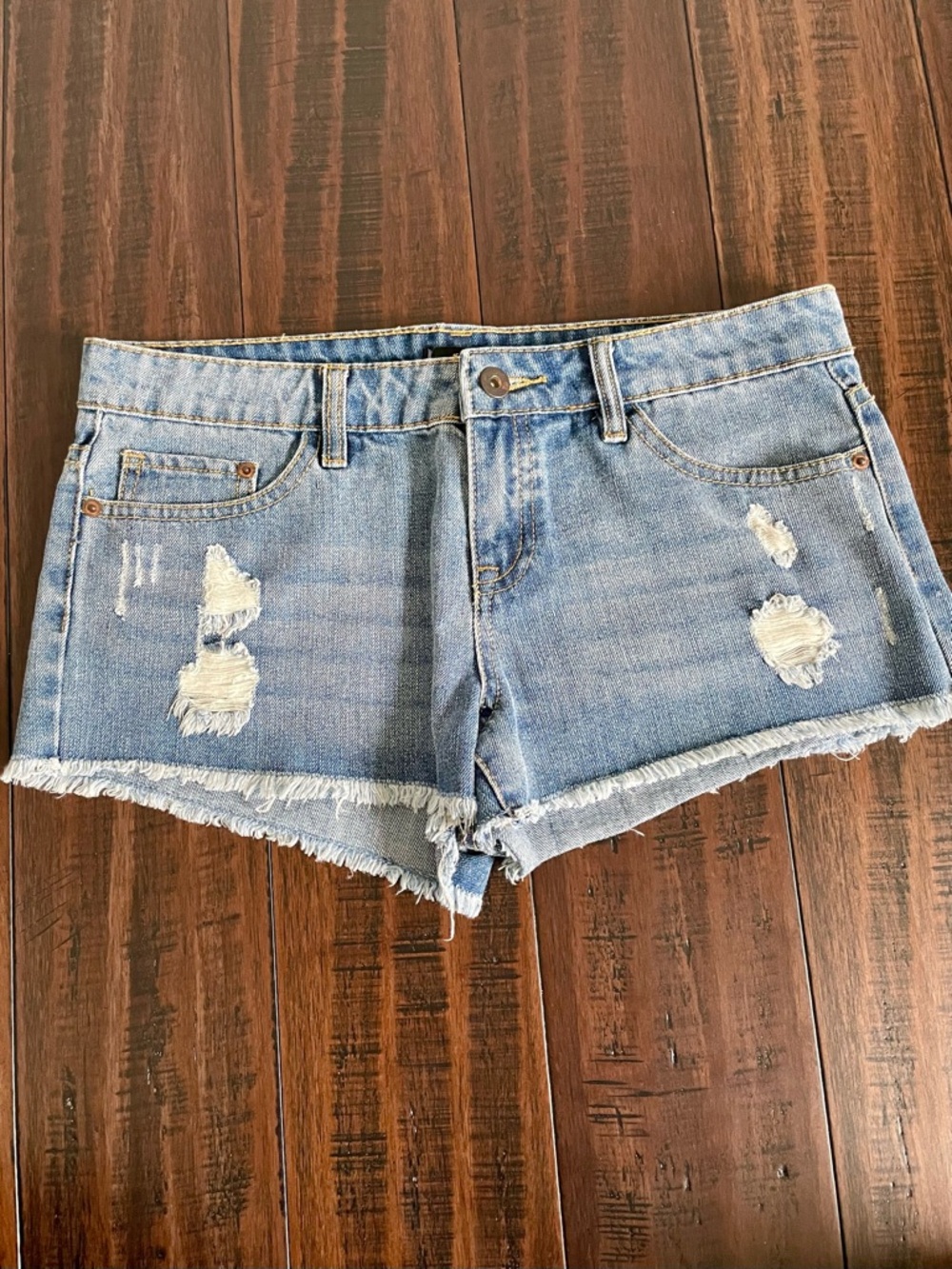 Light Wash Distressed Jean Shorts NEW